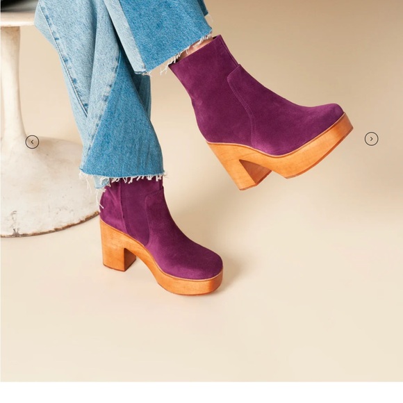 Charlotte Stone Purple Heeled Boots with Chunky Design and Platform Sole - Picture 1 of 8